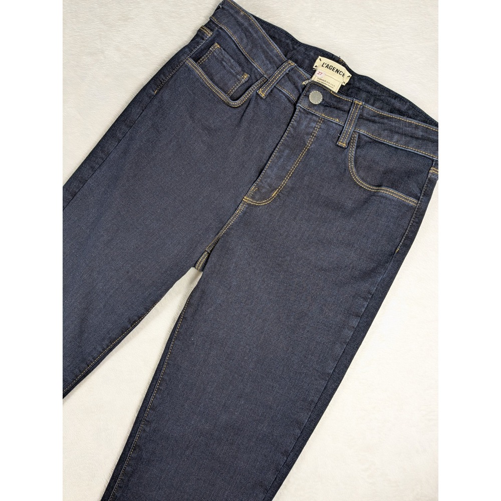 NWOT $245 L'AGENCE Womens Margot Skinny High-Rise Dark Wash Jeans Cotton Blend